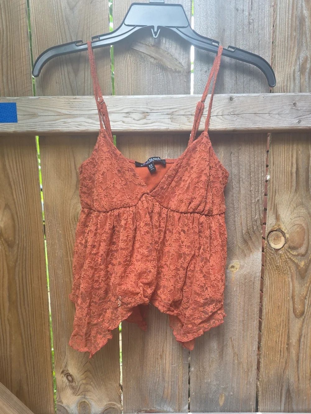 Burnt Orange Lace Spaghetti Strap Camisole